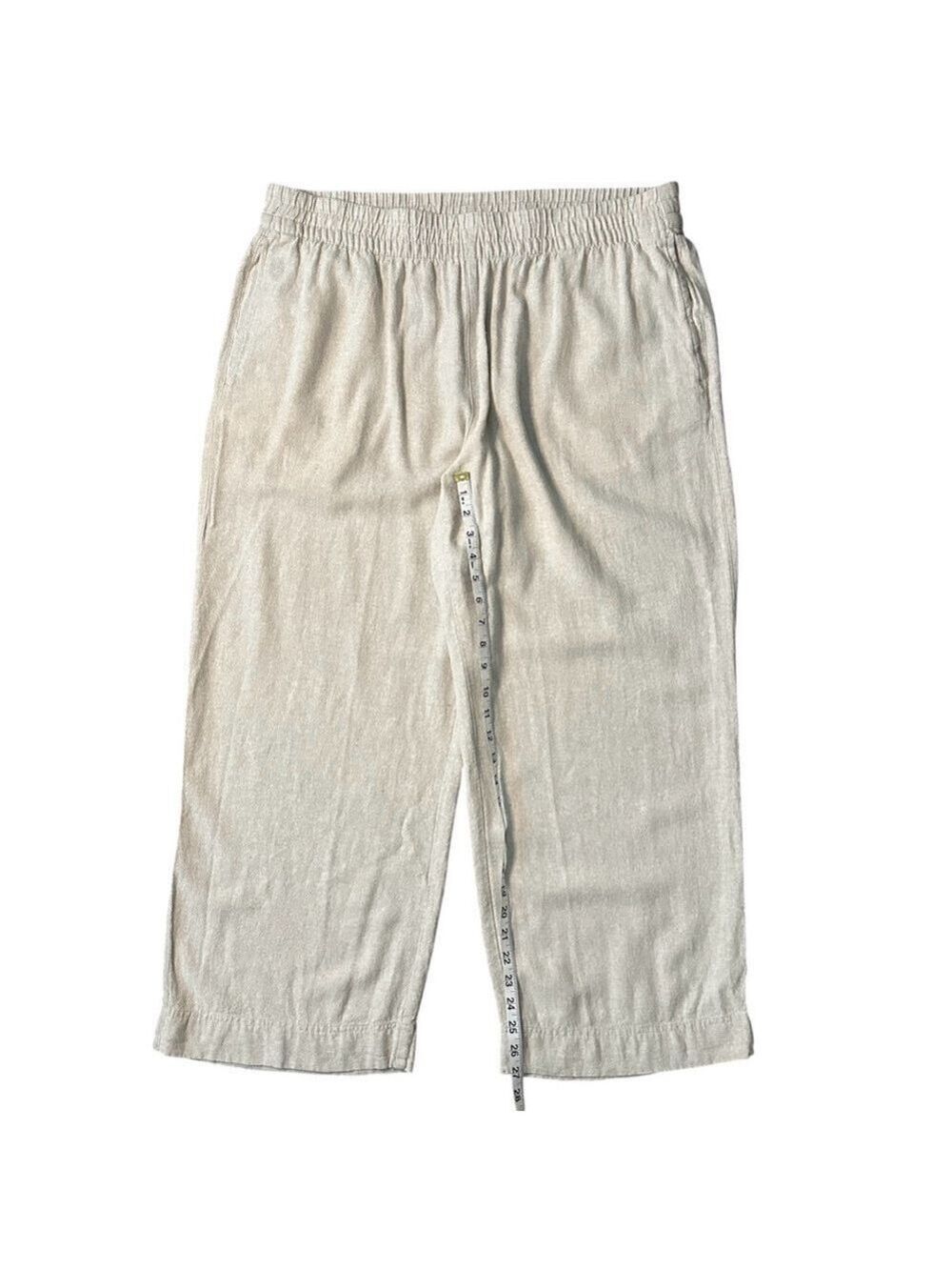 Old Navy High Rise Linen Blend Wide Leg Casual Comfort Waistband Pant Tan Sz XL - Picture 6 of 8